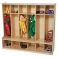 thumbnail image 1 of Wood Designs 6 Section Seat Locker – Wooden Preschool Cubby and Coat Storage Unit with Bench, 1 of 5
