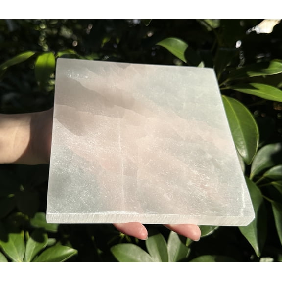 6" Selenite Square Charing Plate, Selenite Charging Station for Crystal Cleansing, Crystal Grib Layout, Energy Charging& Purification