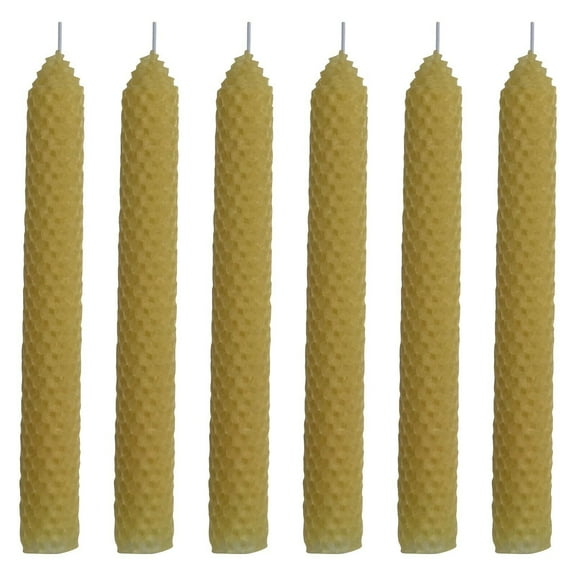 6 Set 100% Pure Natural Handmade Beeswax Honeycomb Hand Rolled Unscented Tapers Candles (1" x 8") Yellow