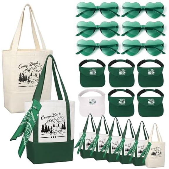 6 Set/24 Pcs Camp Bachelorette Favors Camping Bachelorette Gifts Include Camp Patchwork Canvas Bag Sunglasses Scarves Sun Hats for Wedding Bridal Bridesmaids Party Favor$$Home Decor, Kitchen, & Other