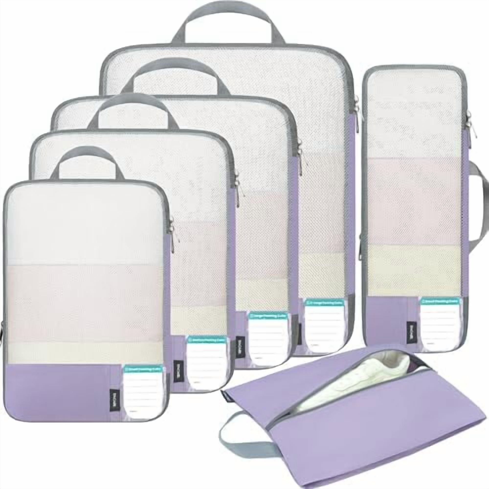 BAGAIL Compression Packing Cubes - 6 Set Lightweight Travel Organizers With Expandable Design