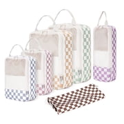 6 Set/5 Set Compression Packing Cubes for Suitcases, for Travel Women Carry on, Packing Organizers Bag for Backpack Luggage Duffle Bags, Checkerboard