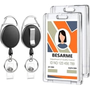 6 set Clear Acrylic ID Card Holder with Retractable Clip for Office School