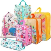 6 Set Boho Compression Packing Cubes Compressed Storage Bags for Carry on Suitcases Packaging Luggage Bags Organizers for Travel