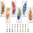thumbnail image 1 of 6 Set Bookmark Cross Stitch Kits Stitch Bookmark Cross Stitch Kits with Instructions Feather Pattern Punch Needle Kit, 1 of 9