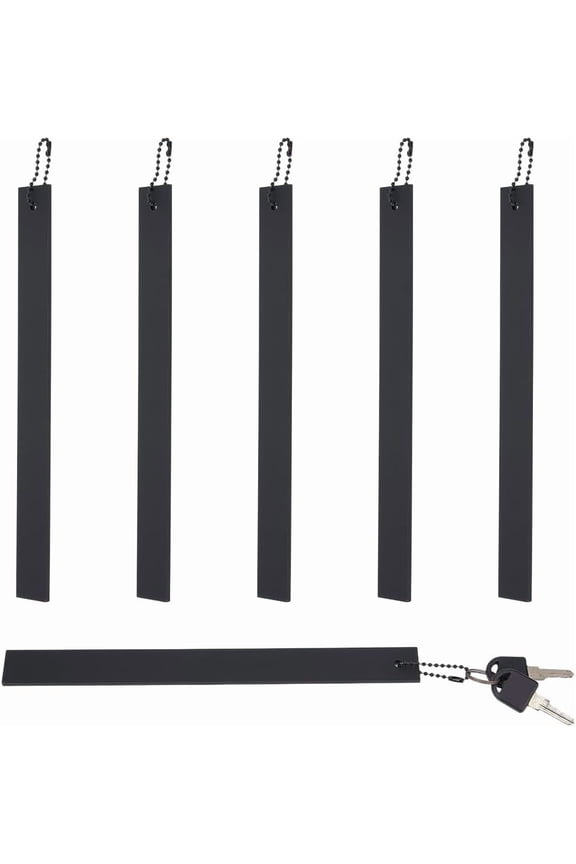 6 Set Commercial Grade Large Keychain Slim Long Keychain Black Heavy Duty Giant Metal Key Chain Not Lose Key Giant Metal Key holder Key Holder for Business Restroom for Restrooms Public Rooms diy