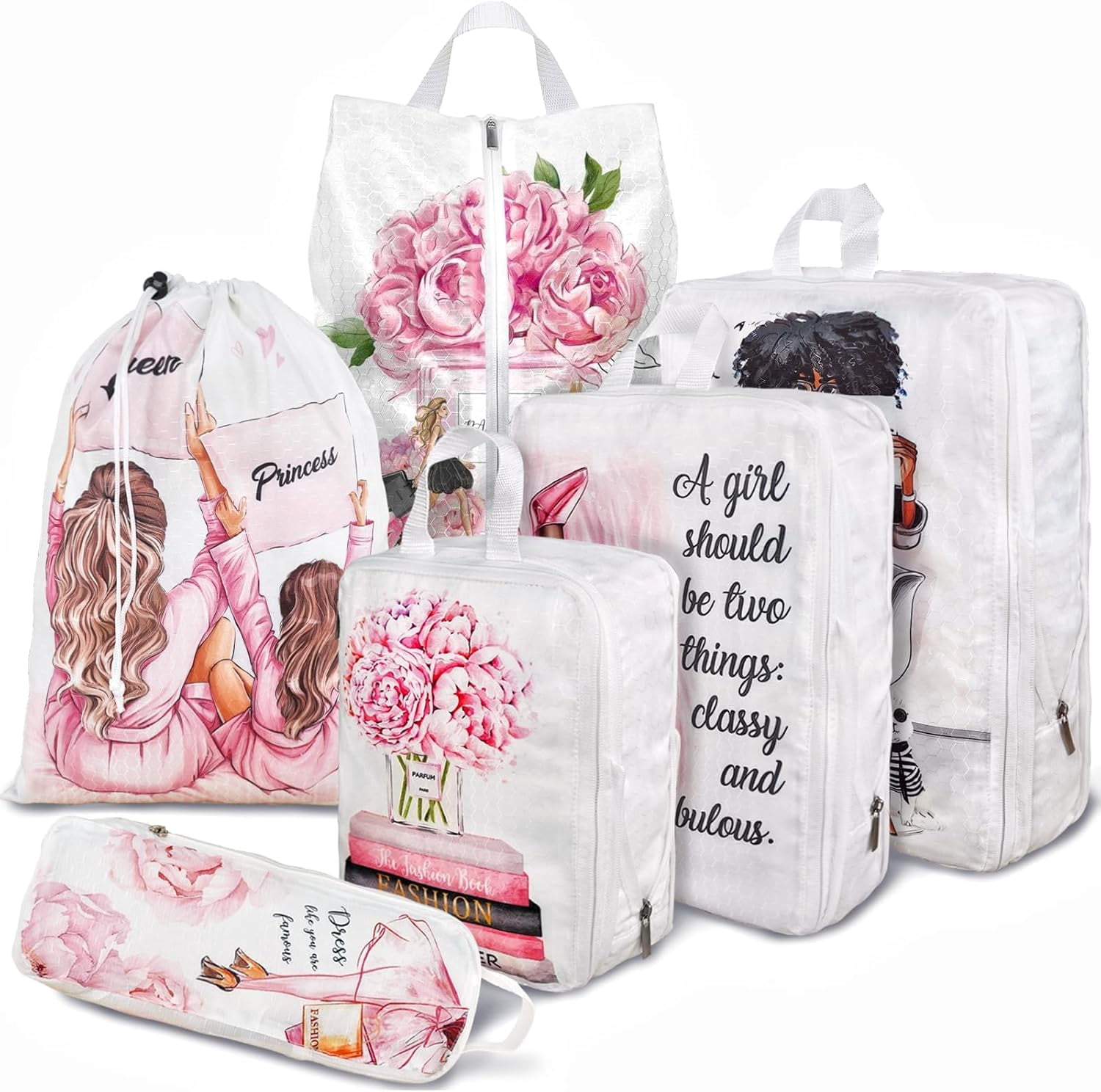6 Set Compression Packing Cubes Compressed Storage Bags for Carry on Suitcases Packaging Luggage Bags Organizers for Travel
