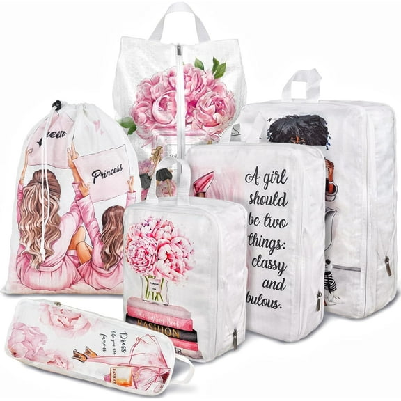 6 Set Compression Packing Cubes Compressed Storage Bags for Carry on Suitcases Packaging Luggage Bags Organizers for Travel