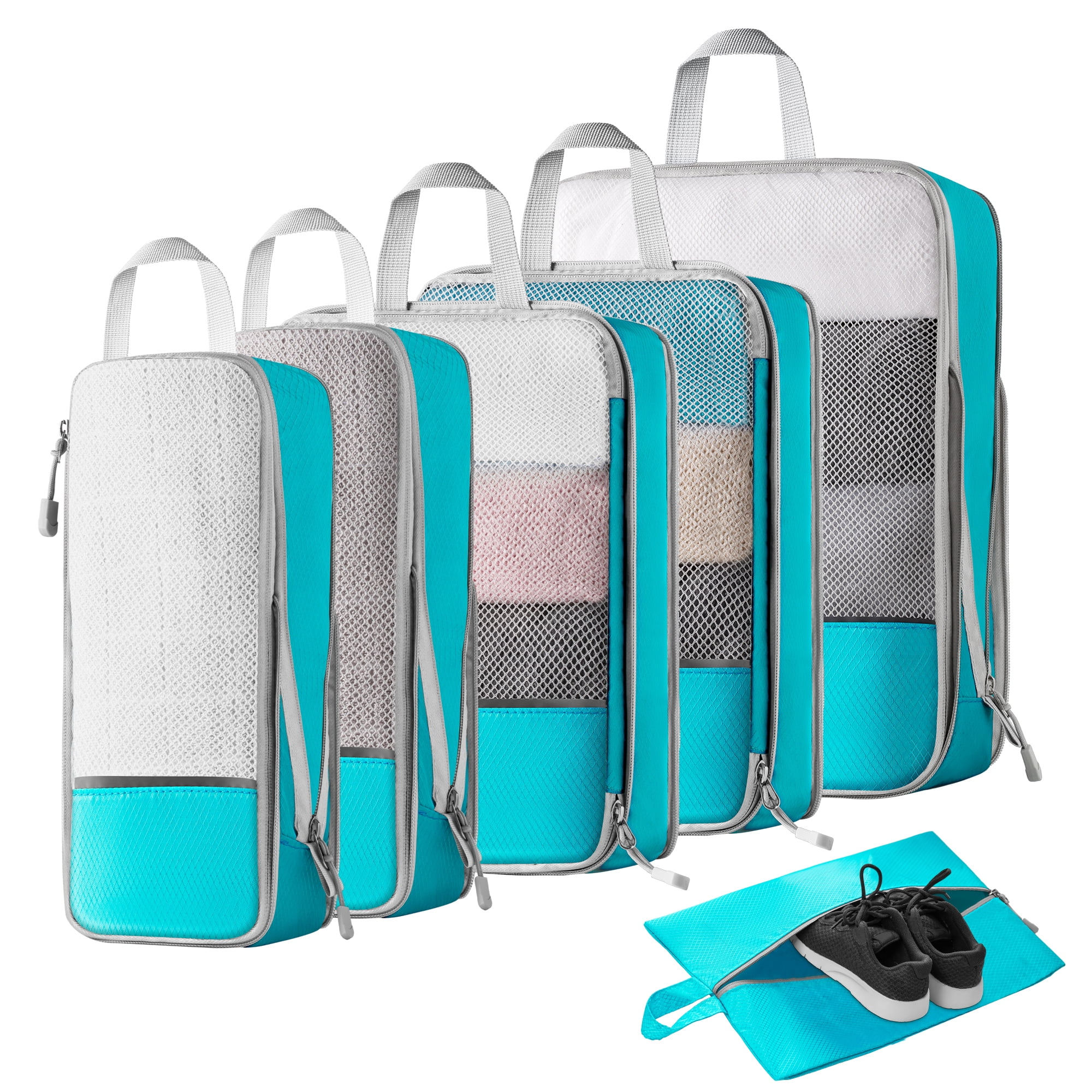 6 Set Compression Packing Cubes for Suitcases, Extensible Travel ...