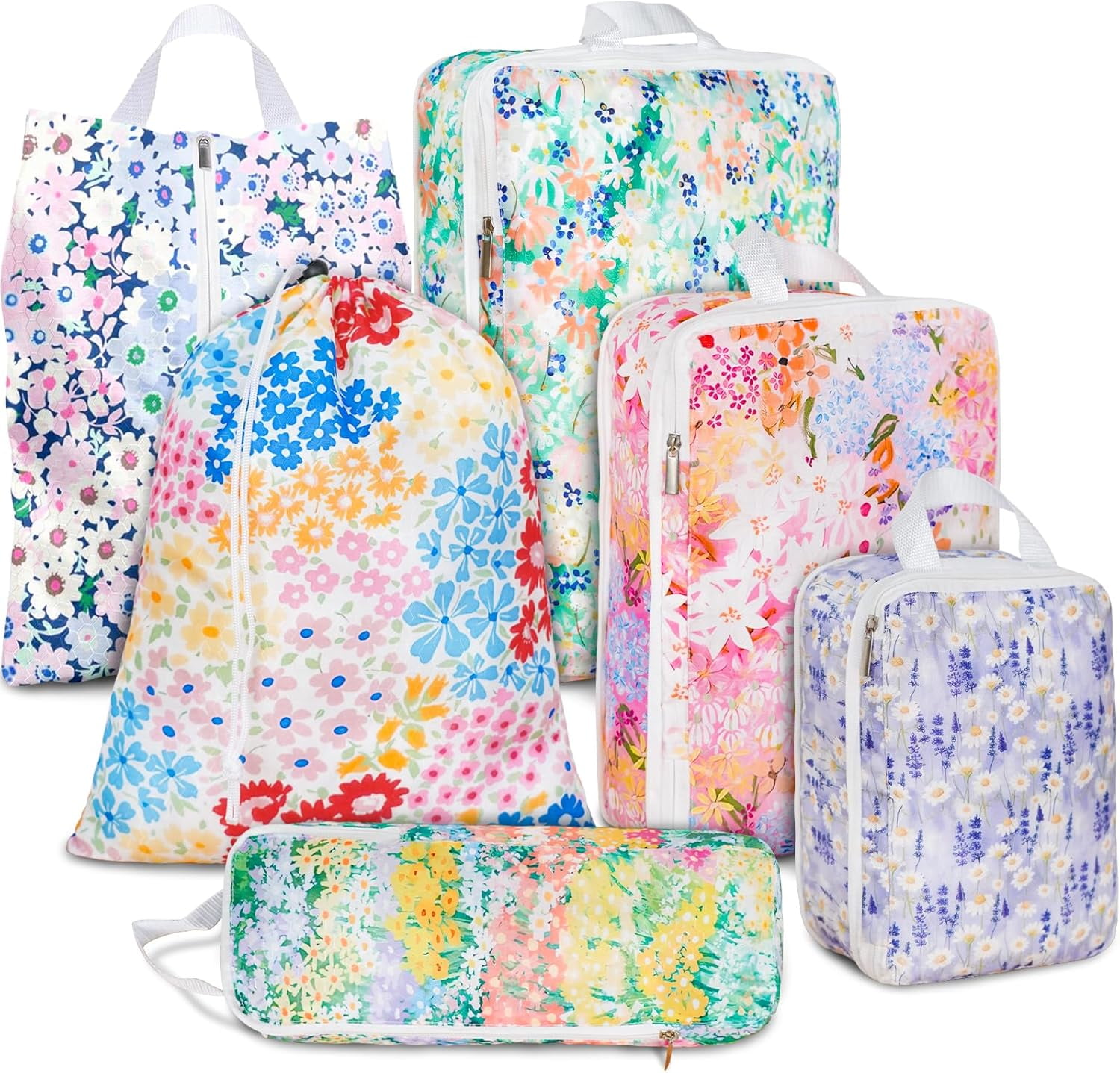 6 Set Compression Packing Cubes Waterproof Suitcase Travel Bag Organizer Luggage Backpack Travel Cubes for Packing