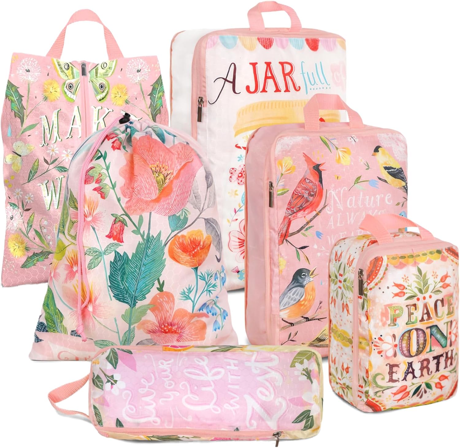 6 Set Compression Packing Cubes Waterproof Suitcase Travel Bag Organizer Luggage Backpack Travel Cubes for Packing