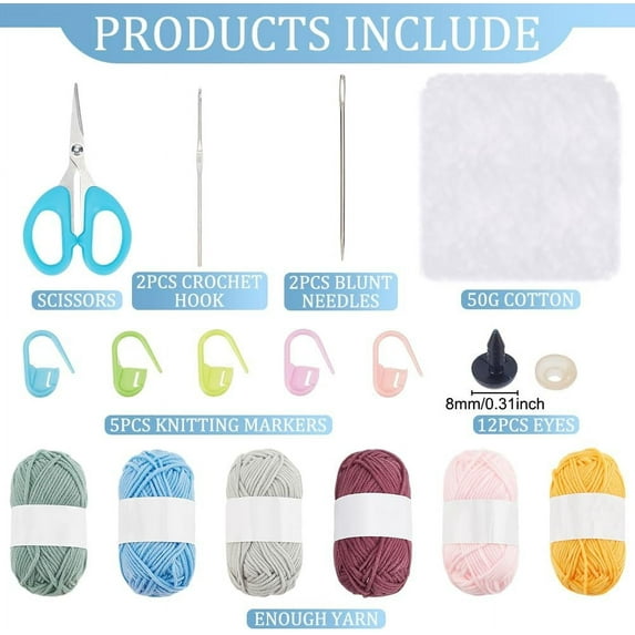 6 Set Crochet Kit 2 Lovable Jellyfish Styles 6 Colors Crochet Yarn Crochet Animal Kit with Video Tutorial Crochet Kit