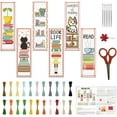 thumbnail image 1 of 6 Set Cross Stitch Bookmark Kit - Cute Stamped Embroidery Bookmarks with Instructions - 8''x2.4'', 1 of 9