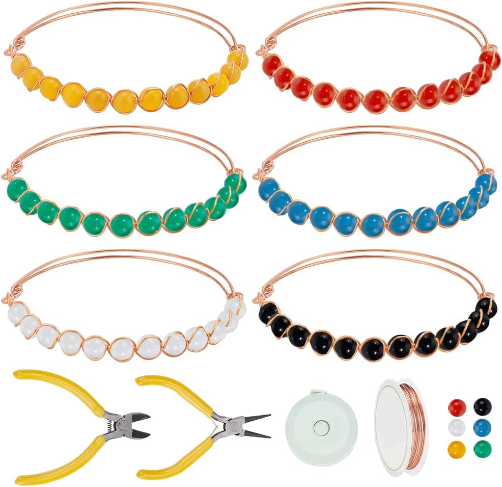 6 Set DIY Wire Wrapped Bracelets Kit Rose Gold Wire Braided Bracelet