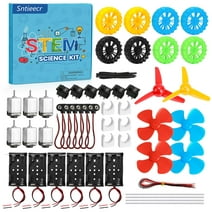 6 Set Electric Motor Kit, Mini Circuit Kit with 25000 RPM DC Motors, AA Battery Holder, Wheel, Electrical STEM Science Kit for Experiment Educational Projects