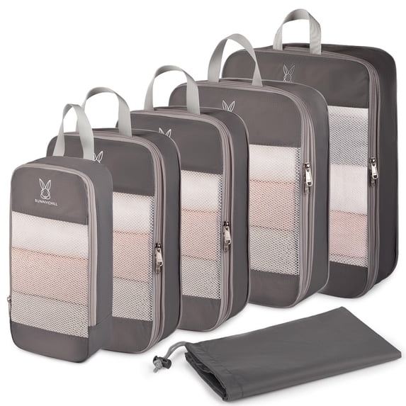 6 Set Expandable Compression Packing Cubes for Suitcases,Lightweight Compressible Travel Packing Organizer for Carry on Suitcase,Organizer Bags Set as Travel Essentials for Women Man