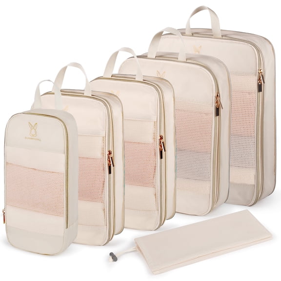 6 Set Expandable Compression Packing Cubes for Suitcases,Lightweight Compressible Travel Packing Organizer for Carry on Suitcase,Organizer Bags Set as Travel Essentials for Women Man