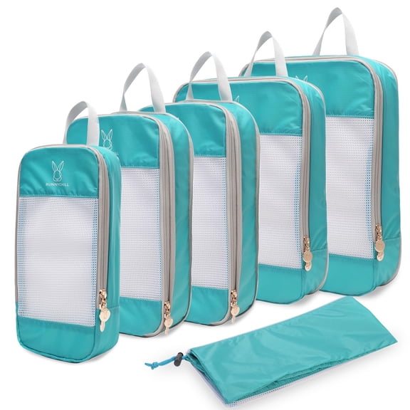 6 Set Expandable Compression Packing Cubes for Suitcases,Lightweight Compressible Travel Packing Organizer for Carry on Suitcase,Organizer Bags Set as Travel Essentials for Women Man