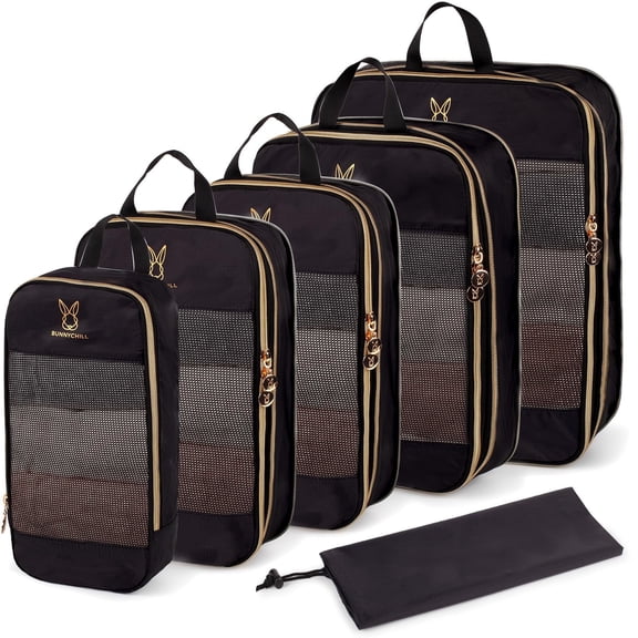 6 Set Expandable Compression Packing Cubes for Suitcases,Lightweight Compressible Travel Packing Organizer for Carry on Suitcase,Organizer Bags Set as Travel Essentials for Women Man