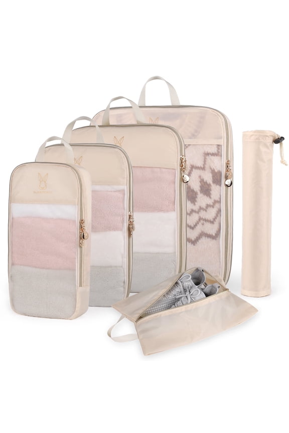6 Set Mesh Travel Packing Cubes, Lightweight Organizer Bags for Luggage Storage