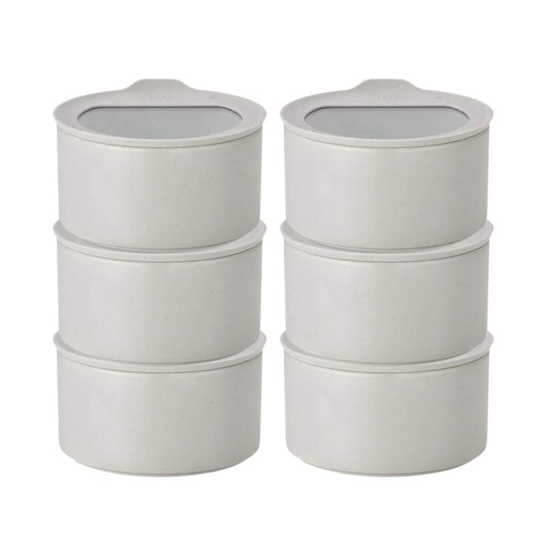 Set FIKA One Kitchen Ceramic Round Food Container Set with Glass