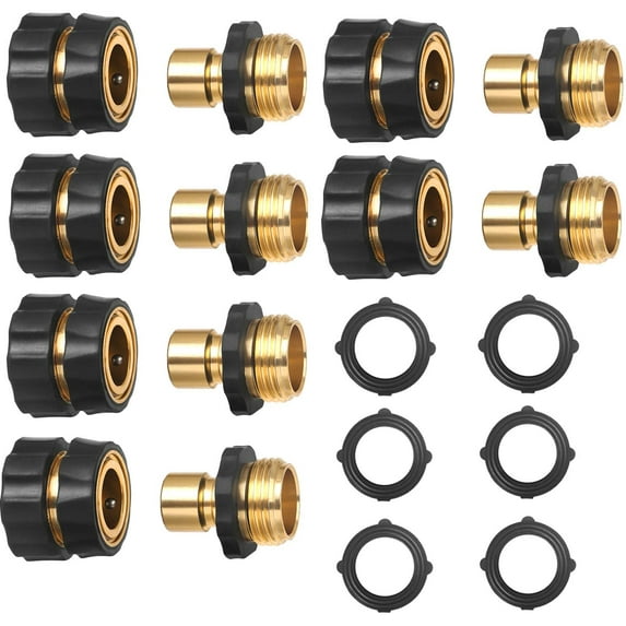 Auto Beyond 6 Set for Garden Hose Quick Connect Fittings Coupler, Metal Hose Fitting Quick Connector 3/4" Inch Male and Female - No Leaks Water Hoses Quick Disonnect Adapter