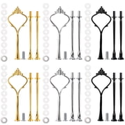 6 Set Hardware Fittings for Cake Stand Mold Crown 3 Tier Cake Stand Fittings Hardware Holder for Resin Crafts DIY Making Cupcake Serving Stand Decoration Black, Silver, Gold