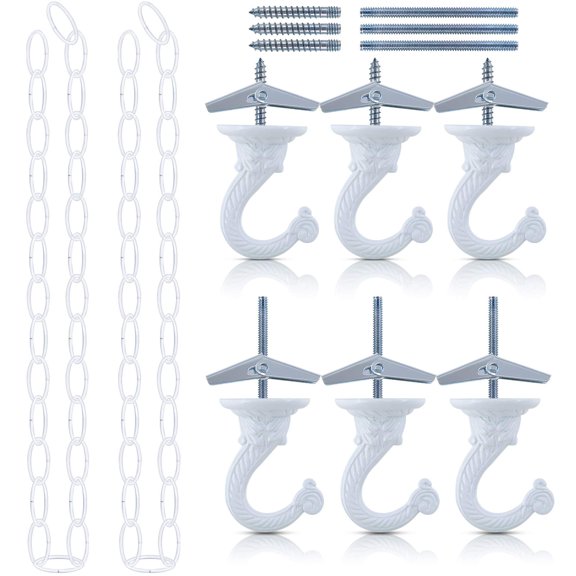 6 Set Heavy Duty Ceiling Hooks with Extension Chains and Toggle Wing Fasteners for Wall and Ceiling Fixing