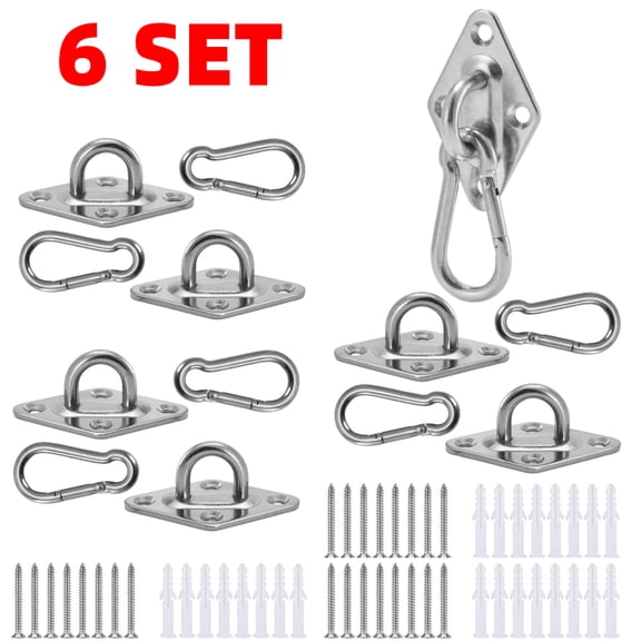 6 Set Heavy Duty Hammock Hanging Kit - 2.3 Inch Stainless Steel Swing Hooks, Ceiling Hooks for Wall/Ceiling Mount, Indoor & Outdoor, 5 mm