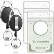 6 set Clear ID Card Holder with Retractable Clip for Office School.