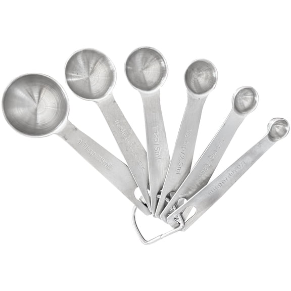 6 Set Measuring Spoons with D-RING Holder Stainless Steel Household
