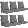 thumbnail image 1 of 6 Set Outdoor Chair Cushions 20 x 20 x 4 inch for Patio Furniture, Fade & Water Resistant Patio Cushions with Removable Cover and Straps, Gray, 1 of 8