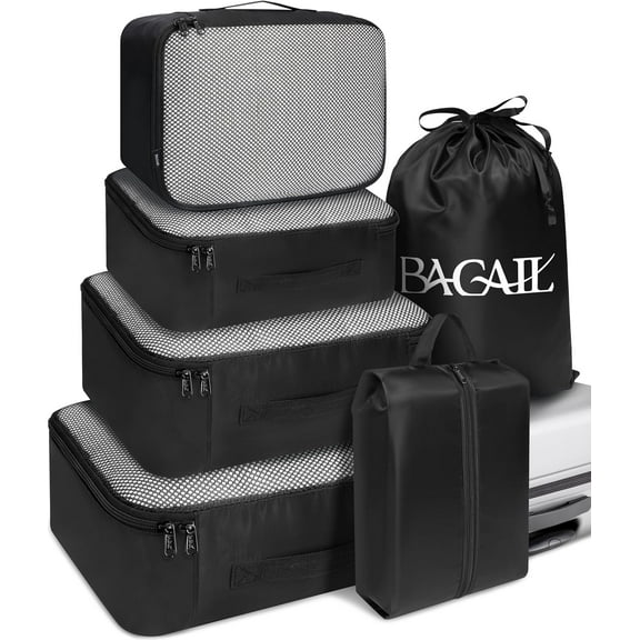 6 Set Packing Cubes Luggage Packing Organizers for Travel Accessories (Black)