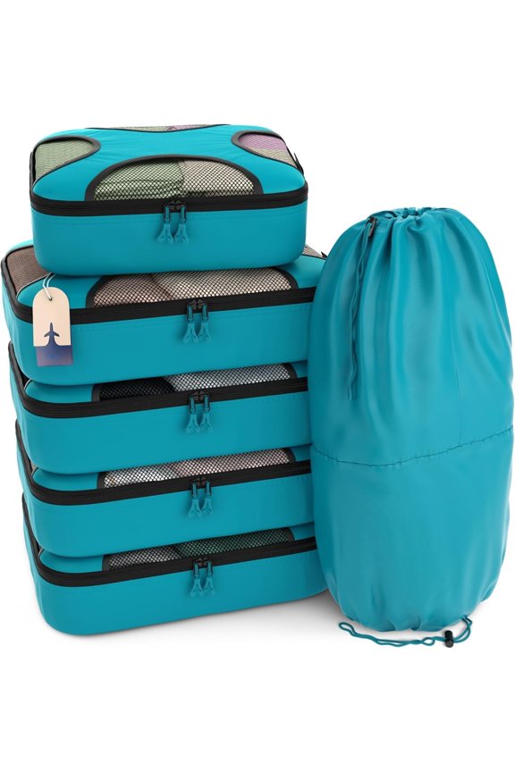 6 Set Packing Cubes for Travel - Compression Packing Bags/Travel Organizer - Luggage Organizer Bags for Traveling - Travel Essentials for Women - Cruise  Haves Packing List
