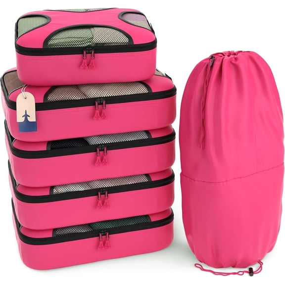 6 Set Packing Cubes for Travel - Compression Packing Bags/Travel Organizer - Luggage Organizer Bags for Traveling - Travel Essentials for Women - Cruise  Haves Packing List