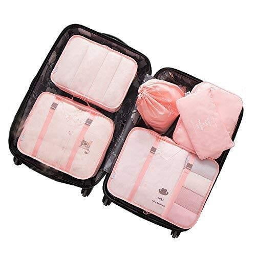 6 Set Packing Cubes, Travel Luggage Packing Organizers (Pink) C ...