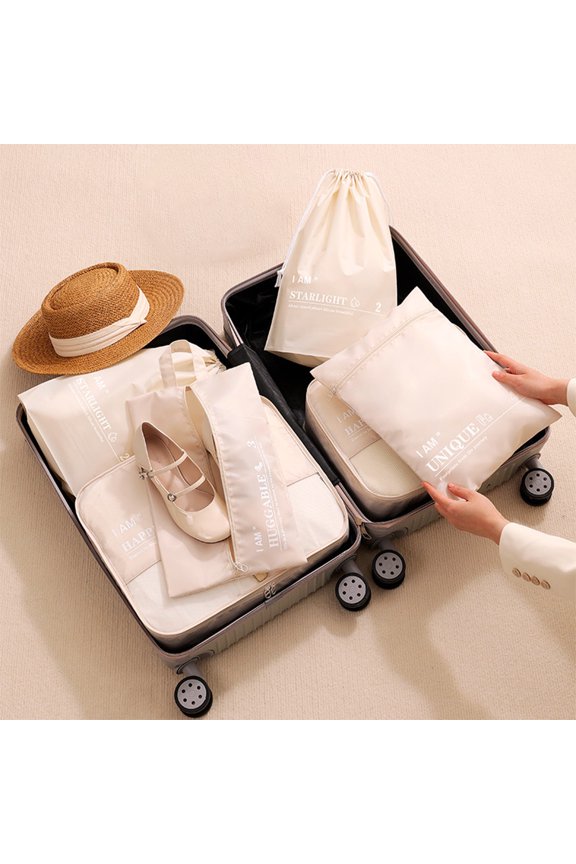 6 Set Packing Cubes for Travel, Polyester Luggage Organizer with Shoe Bag, Electronics Pouch, Cosmetic Case, Multi-Size Storage Bags for Suitcase