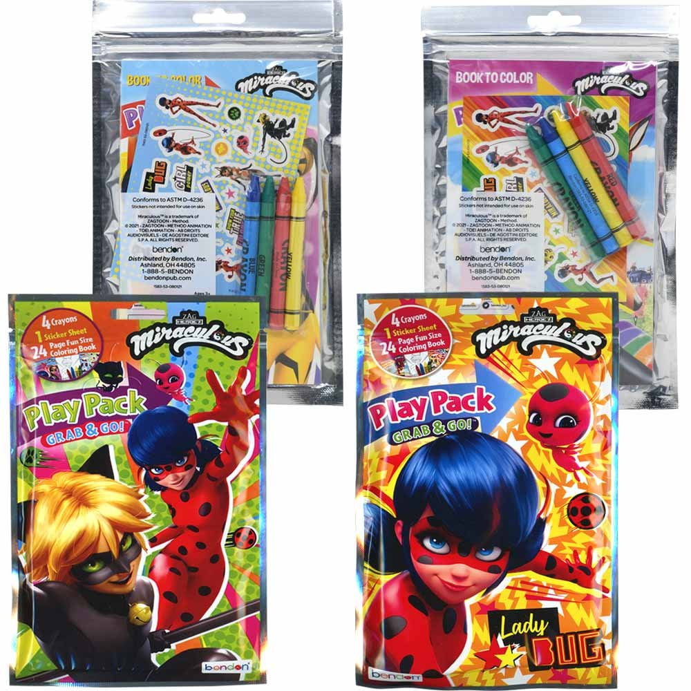 6 Set Party Favors Miraculous Ladybug Grab n Go Play Pack Bulk