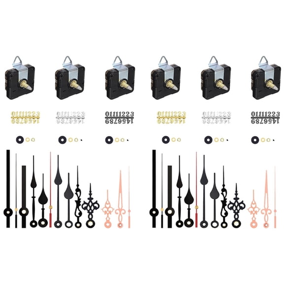 6 Set Quartz Clock Movement Parts with 10 Set Hands Contains Numerals Kit for Clock Re y9465