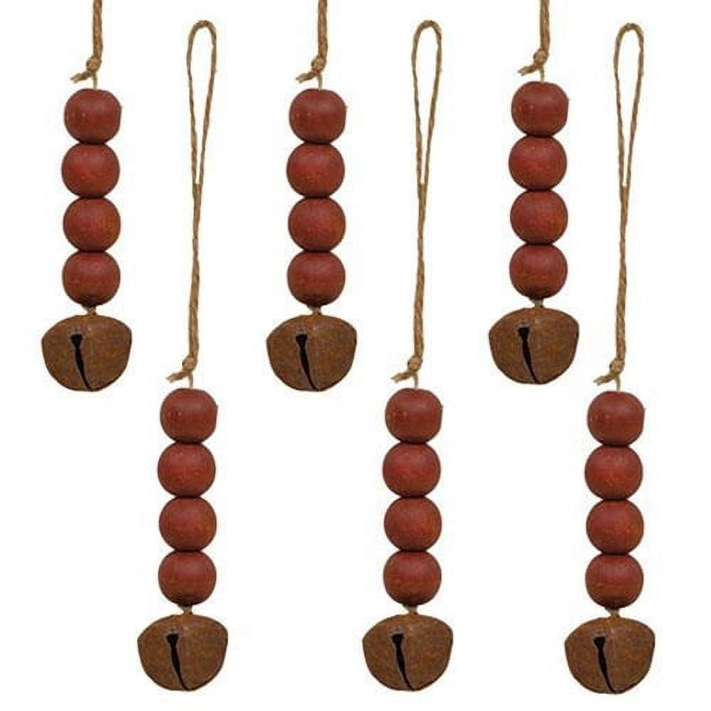 *6/set, Red Bead & Jingle Bell Ornaments