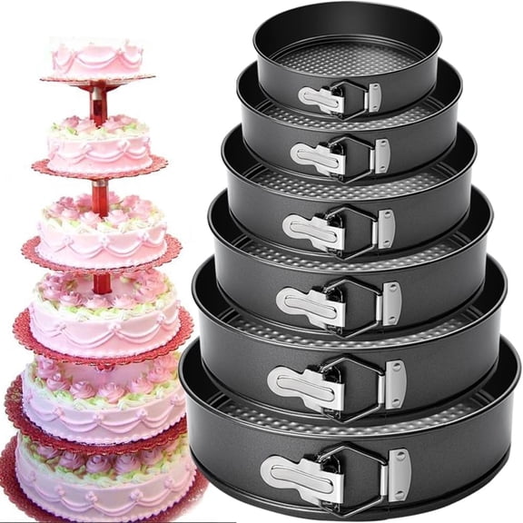 6 Pack Non-Stick Springform Cake Pans Set, Leakproof Removable Bottom Cheesecake Baking Molds with Quick Release Latch, Round Multi Size Bakeware for Tier Birthday Cake Home Bakery DIY Baking