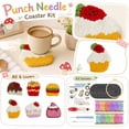 thumbnail image 1 of 6 Set Snacks Punch Needle Coaster Kit, Easy DIY Art Craft for Beginners, Tufted Rug Pads with Complete Tools, 1 of 7