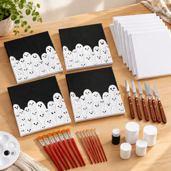 6 Set Textured Ghost Painting DIY Art Craft Kit for, Beginner & Friendly