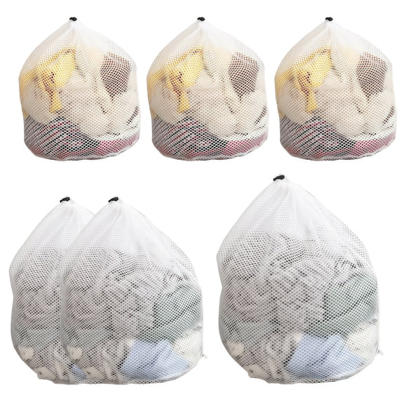 6 Set Thick Drawstring Laundry Bags Convenient for Dryer and Washing Machine