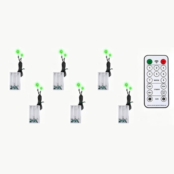 6 Set Wireless Remote LED Light Box Kit, 6 inch Battery Operated Mini Light Source for Halloween Pumpkins and Miniature Dioramas, Multi-Function Controller Decorative Lighting, Green
