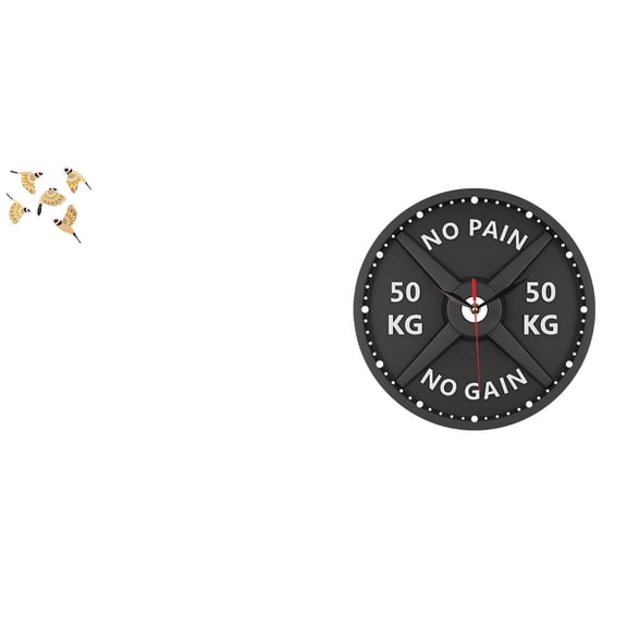 6 Set Wooden Bird Wall Art Barbell Clock Workout Decor Acrylic Construction for Gym Office Bedroom Spaces