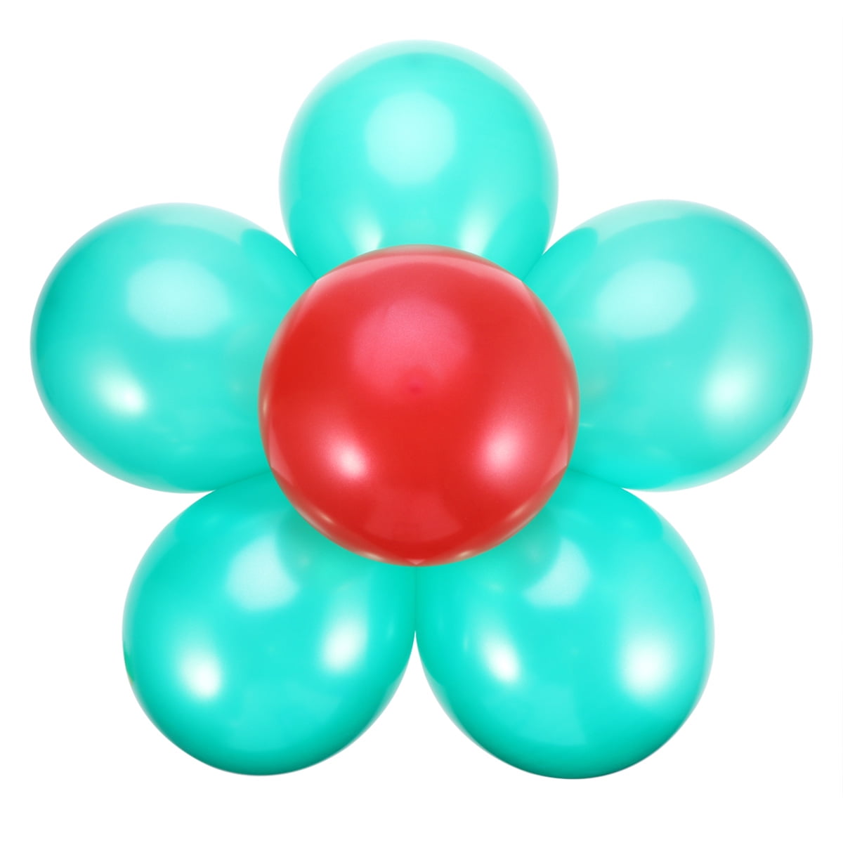 6 Set of Balloons with Flower Shape Balloon Clips and Ribbon for