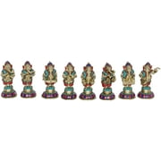 6" Set of Eight Musical Ganeshas In Brass | Handmade | Made In India - Brass Statue