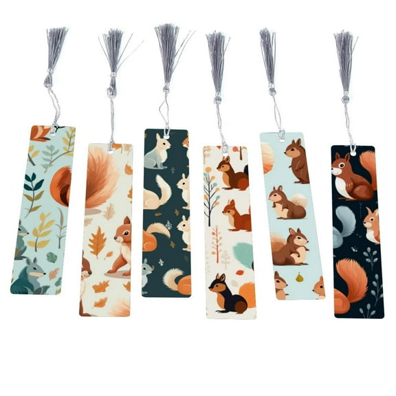 6 Set of Squirrel Metal Bookmarks - Stylish and Practical Book Accessories for Marking Your Reading Journey