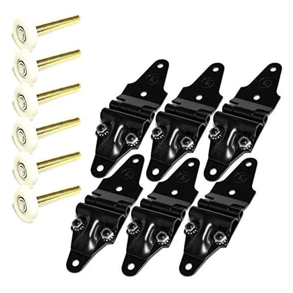 6 Set x Transglobal Mild Steel Roll Up End Hinge (Black)+Nylon (2.00") Works with Freight Trailer Truck Roll Up Door (-1209-A, -3228)